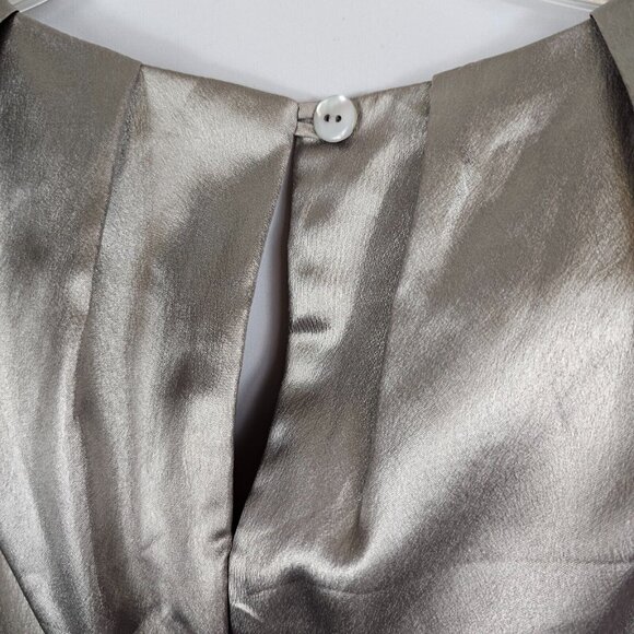 Retro-Futurism Revival Shiny Prom Party Punk Metallic Silver Dress Trina Turk 2 - Picture 4 of 16